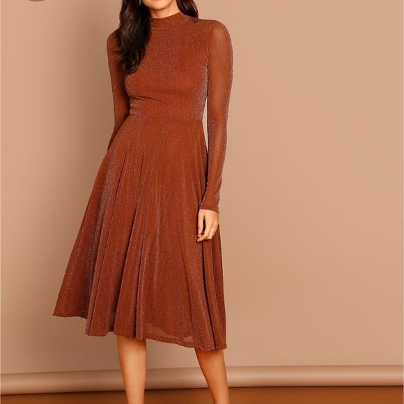 Midi burnt orange dress Clearance